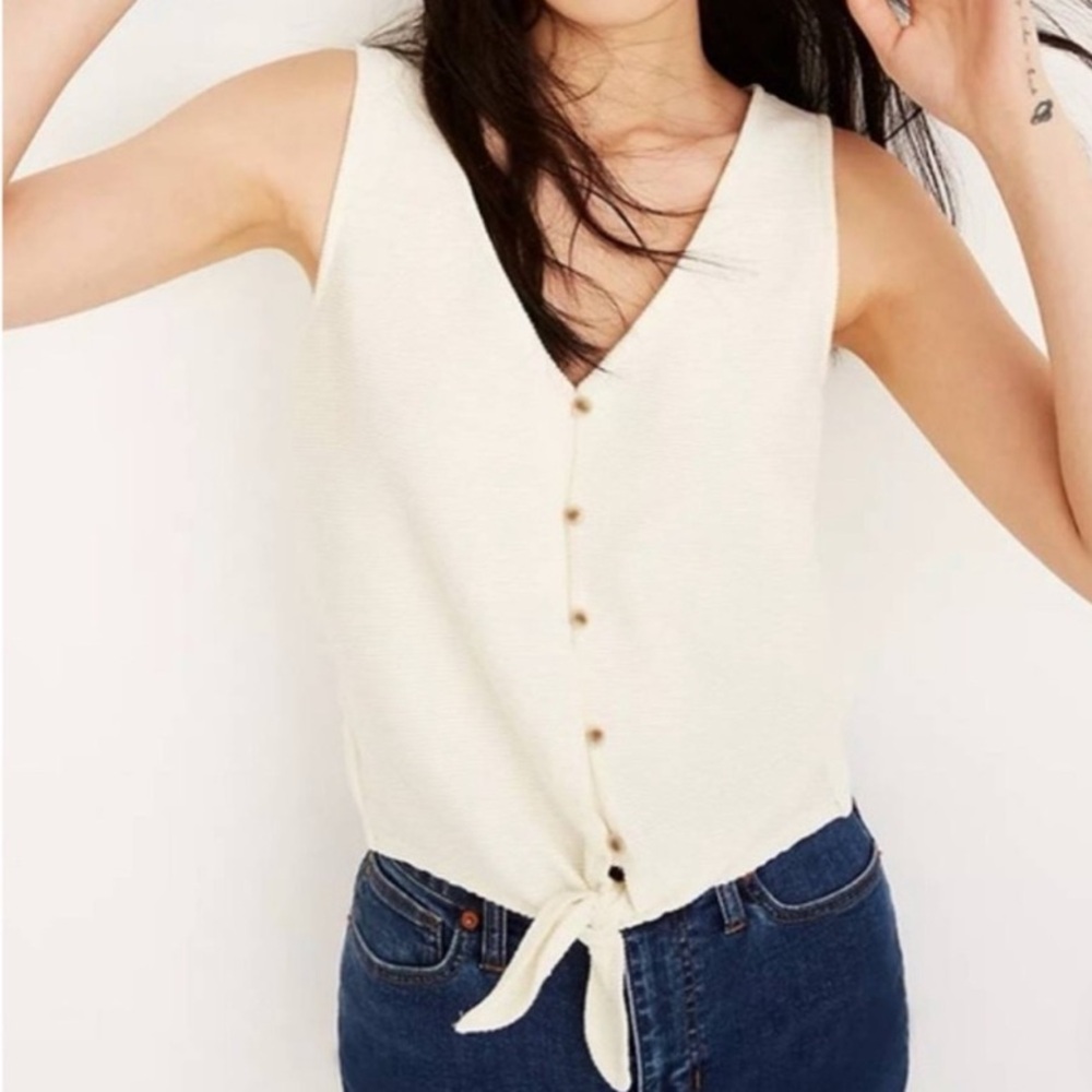 Madewell Cream Tie-Front Tank Top